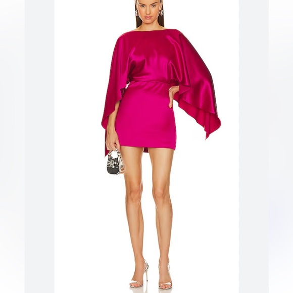 NWT LINE & DOT Rosie Cape Mini Dress in Raspberry - Picture 1 of 9
